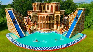 [Full Video] Build Villa House, Twine Water Slide & Swimming Pool For Entertainment Place In Forest