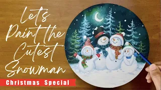 Let’s Paint the Cutest Snowman | Acrylic Painting for Beginners | Satisfying Art ASMR