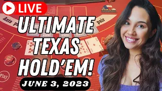 FUN STREAM! 😊 LIVE Ultimate Texas Hold'em in Las Vegas! 💜 One off a ROYAL FLUSH! 😱  ☻ → June 3, 2023