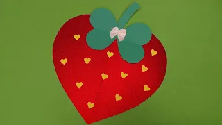 DIY How to Make a Glitter Paper Heart Strawberry | Easy Crafting Idea