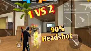 1 Vs 2 Custom 🔥 90% Headshot Rate In MP5🔥 Free Fire Mobile Gameplay