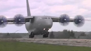 Antonov An-70 is landing in Gostomel town