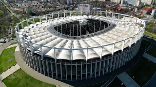 4k aerial footage of the National Arena (Lia Manoliu National Stadium),  Bucuresti  Romania