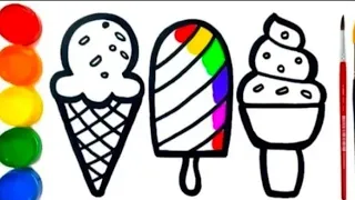 Beautiful Icecream Drawing Painting and Colouring for kids Toddlers. How to draw a Icecream easy