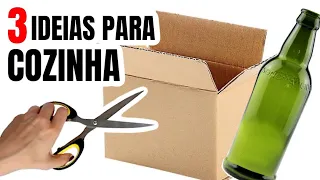 3 IDEIAS FÁCEIS E BARATAS PARA ORGANIZAR A COZINHA COM MATERIAL RECICLADO