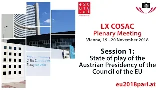 Plenary Meeting of the LX COSAC – Session 1 (19 November 2018)