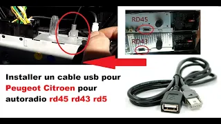 Install usb cable peugeot citroen car radio rd45 rd43 rd5