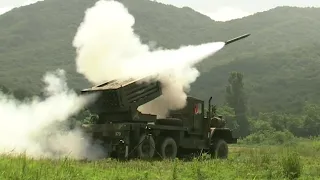 South Korean GRAD In Action - K136 Multiple Rocket Launcher System Loading & Live Fire