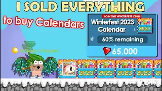 Selling My All Items and Worlds to buy TONS Winterfest Calendar 2023! (Giant Eye Head) | GrowTopia