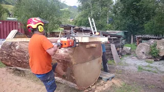 Bigest  oak 170cm  vs Alaskan sawmill / große eiche /2 * stihl ms880