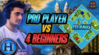 Professional Player vs 4 Beginners on ISLANDS | AoE2