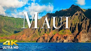 FLYING OVER MAUI (4K UHD) Amazing Beautiful Nature Scenery with Relaxing Music | 4K VIDEO ULTRA HD