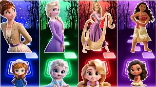Frozen song vs Moana vs Anna vs Elsa Rupanzel #tileshopedmrush