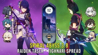 C0 Raiden Taser and C1 Tighnari Spread - Genshin Impact Abyss 3.8 - Floor 12 9 Stars