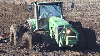 John Deere 8430 working hard during cultivation of muddy field | PURE SOUND | Can't Get Stuck | Agri