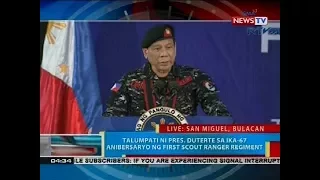 Talumpati ni Pres. Duterte sa ika-67 anibersaryo ng First Scout Ranger Regiment