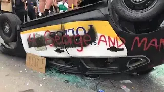 Protesters destroy police car in downtown SLC (Language warning)