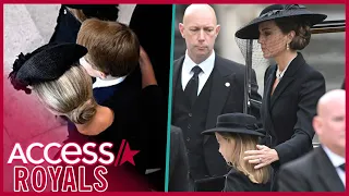 Prince George & Princess Charlotte Comforted During Queen's Funeral