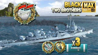 Destroyer Black: Simple "Solo Warrior" on map Two Brothers - World of Warships