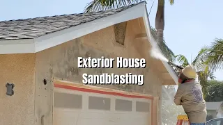 Home remodeler shows how to sandblast the exterior of a house