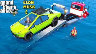 Rescuing Elon Musk's Personal Tesla CyberTruck From A Flood - GTA 5 Mods