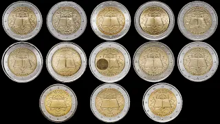 Серия из 13 монет 2 евро 2007 года 50 лет Римскому договору.