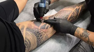 Japan Dragon Tattoo Style Wrapped Leg | AMAZING Asian Dragon Tattoo with Full Legs by Trung Tadashi