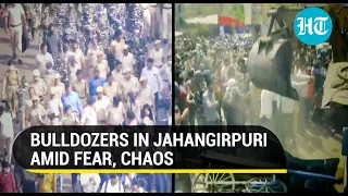 Bulldozers in Jahangirpuri razing 'illegal' shanties; Move after Hanuman Jayanti clash
