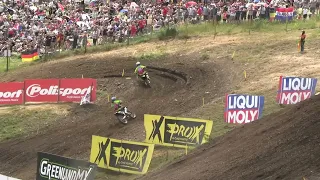 2022 MXGP of Germany Teutschenthal - MX2 Race 1 - Tom Vialle vs Thibault Benistant and Jago Geerts