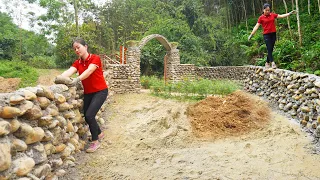 Building Long Fence Around The Farm With Many Stones - How To Alone Build Long Stone Fence?