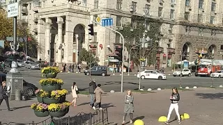 Kreschatik Street, Center of Kiev, Ukraine, Солнечный Крещатик, Киев, Украина
