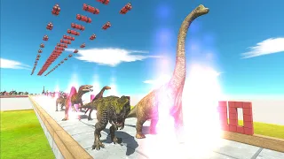 Carnivore Dinosaurs vs Herbivore Dinosaurs Who Can Pass Jet Engine? - Animal Revolt Battle Simulator
