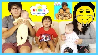 RYAN TOYSREVIEW MOM FACE REVEALED! NEW CHANNEL Ryan's Family Review Twins Baby Tummy Time