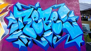 Graffiti bombing in Estonia . Festival piece and street tagging and Throwups . Rebel813 2022 4K