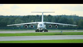 Close-up planes landing and take-off in National Airport Minsk. Full version Summer 2020.