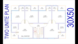 HOUSE PLAN DESIGN | EP 16 | 1500 SQUARE FEET TWO-UNIT HOUSE PLAN | LAYOUT PLAN