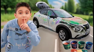 PAINTING ON MY DAD's CAR 🎨 (32 COLORS)