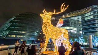 London Bridge City Christmas Market Night Walk ✨ Tower Bridge London Walk 2022 ✨ 4K HDR 60FPS