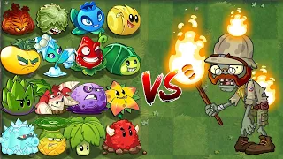 All Plants Max Level POWER UP Vs 100 Torchlight Zombies - PvZ 2 Gameplay