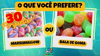 🍬🍕 O QUE VOCÊ PREFERE? MARSHMALLOW OU BALA DE GOMA? COXINHA OU PASTEL? 🍦🥤