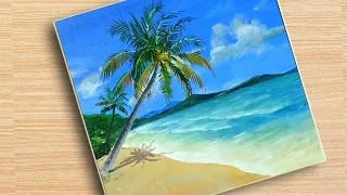 Tropical Paradise Sea Beach a simple painting🌴 Acrylic Painting for beginners | Episode #246