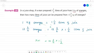 Class 6 TN Maths Term III  1. FRACTIONS  Example 18   In a juice shop, if a man prepared 1 1/2 l
