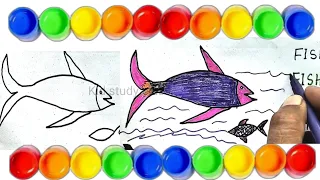 Learn to drawing of a Fish, Lesson 16, phonic song, doodles,a for apple, आ से आम, Counting