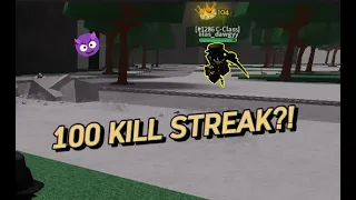 Killing someone with a 100 kill streak in The Strongest Battlegrounds!