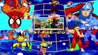Marvel Super Heroes vs Street Fighter - SpiderMan / Wolverine Gameplay Playthrough