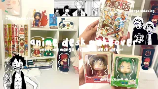 anime desk makeover ━ unboxing one piece figures, manga, desk decor, shelve