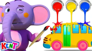 Wheels On The Bus Painting Song - Nursery Rhymes & Kids Songs by Kent The Elephant