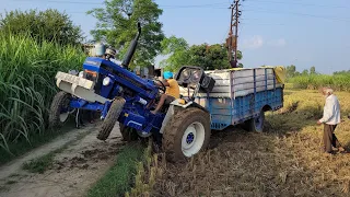 जिसका डर था वही हो गया सांग, ट्रैक्टर के लगवा दिए सारे जोर,Farmtrac 45 pulling rice filled trolly.