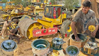 Restoration of Hardly Broken Girari in Plantry of huge ROAD ROLLER machine|plantry Girari recovering