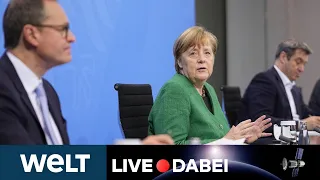 Pressekonferenz nach Bund-Länder-Gipfel mit Merkel, Söder und Müller | WELT LIVE DABEI